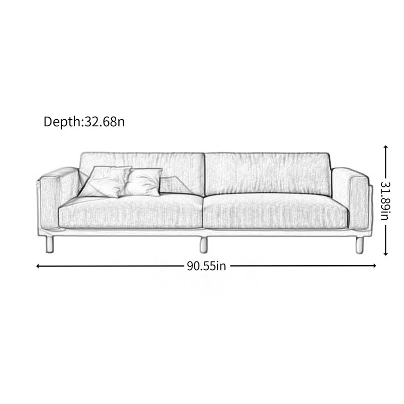 Modern Simple Solid Wood Green Corduroy Sofa