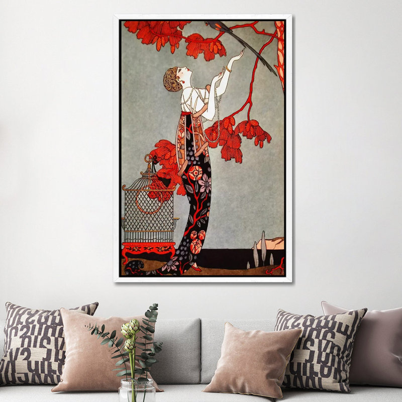 1914 Oriental by George Barbier - Print on Canvas, 152.5 cm H x 101.5 cm W, White Framed Canvas