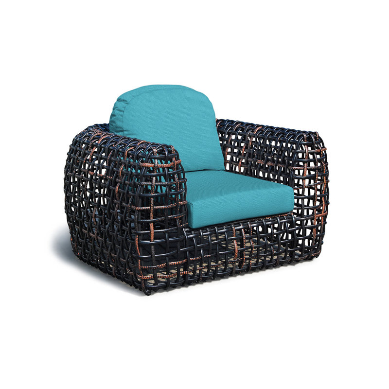 Dynasty Outdoor Lounge Chair, Black Mushroom, Canvas Aruba Sunbrella® Canvas