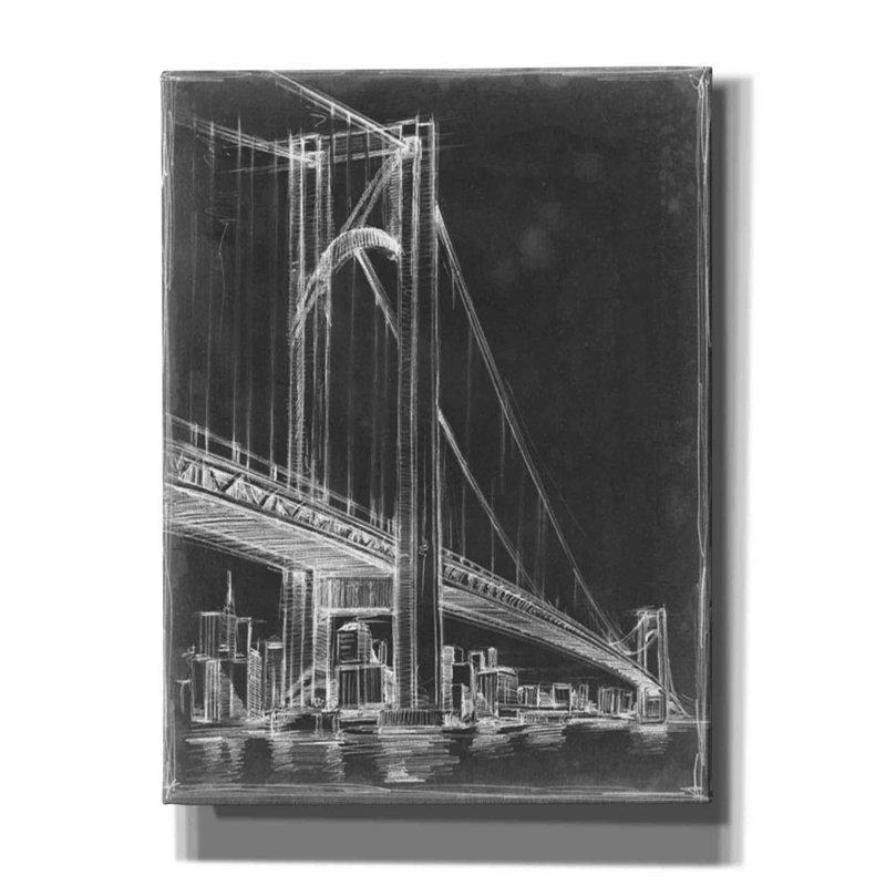 «Suspension Bridge Blueprint II», impression sur toile tendue, H 16 po x l 12 po x P 0,75 po