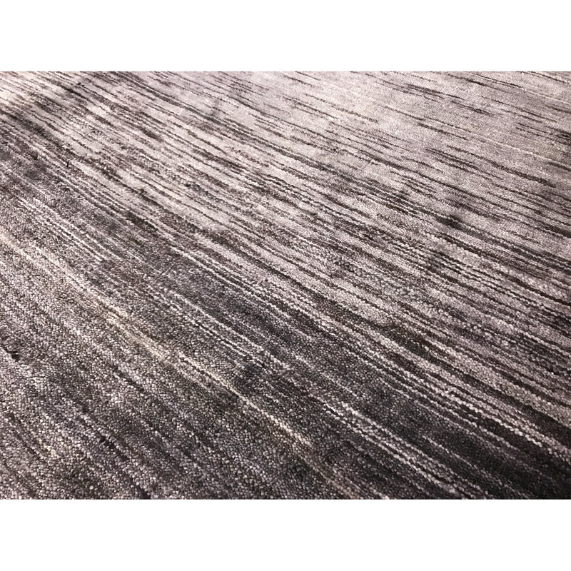 Tapis noir de haute qualité noué à la main, Rectangle 8 pi 10 po x 12 pi 1 po