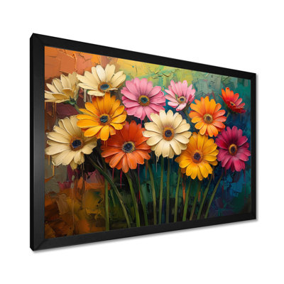 «Multicolor Garden Daisies Collage III - Daisies», reproduction d'art murale