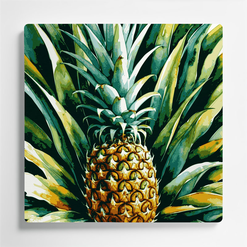Art mural en métal Botanical Pineapple Plant, H 12 po x l 12 po