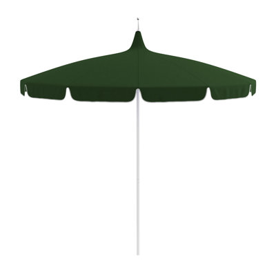 8.5-Foot Silver Anodized Pagoda Market Umbrella With Manual Push Lift And Fiberglass Ribs In Sunbrella