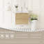 Meuble-lavabo suspendu de 61 cm avec lavabo, solution de rangement murale, lavabo en surface solide, tiroirs à fermeture amortie, entièrement assemblé, en chêne naturel, fini résine effet eau, design moderne, style chêne clair.