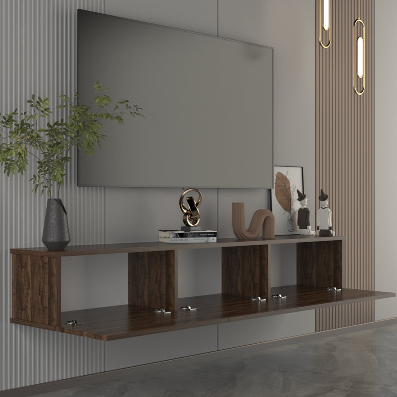 Hamman Modern 71" Floating TV Stand with Storage Wall-Mounted Media Console for TVs up to 80", Dark Walnut
