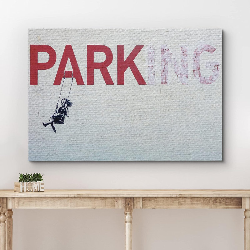 «Banksy Little Girl On Swing Dessous», Toile tendue, H 12 po x l 18 po x P 1,5 po