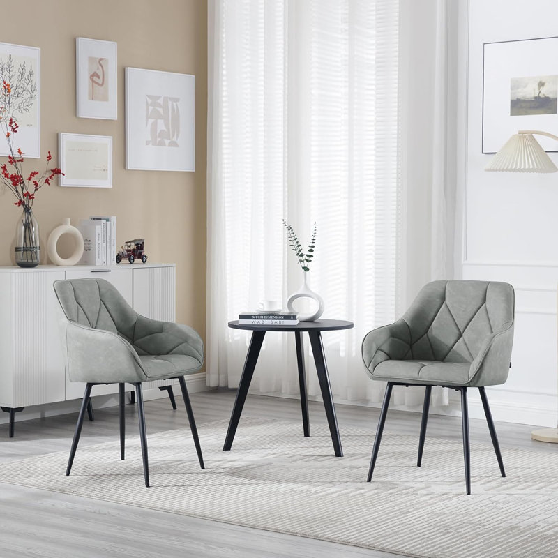 Rigney 50.5cm H Upholstered Metal Side Chair, 2, Grey