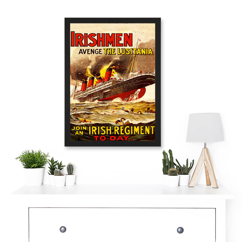 War World WWI UK Irish Regiment Men Lusitania Sinking Join - Single Picture Frame Print