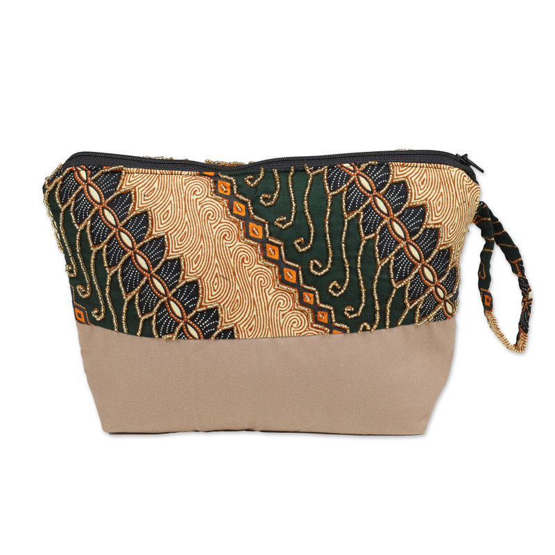 Trousse de batik en coton brodée à la main Novica