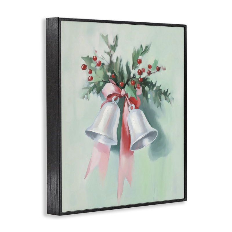 Giclée encadrée de festive clochettes d'argent, design par Arlington Prints, 14" H x 11" W, Giclée encadrée noir minuit