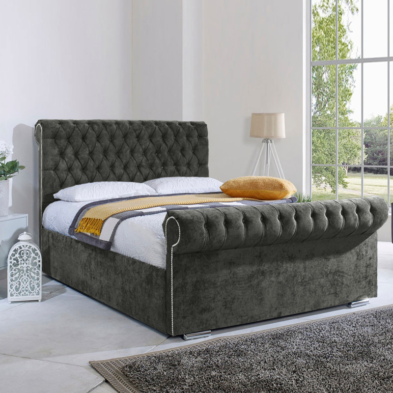 Fancy_Sleigh Bed, Asphalt, Super King (6')