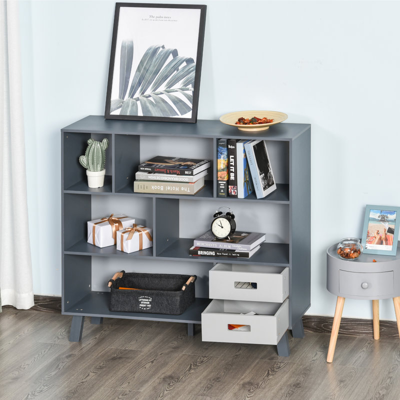 Modern Minimalist Bookcase, Gray