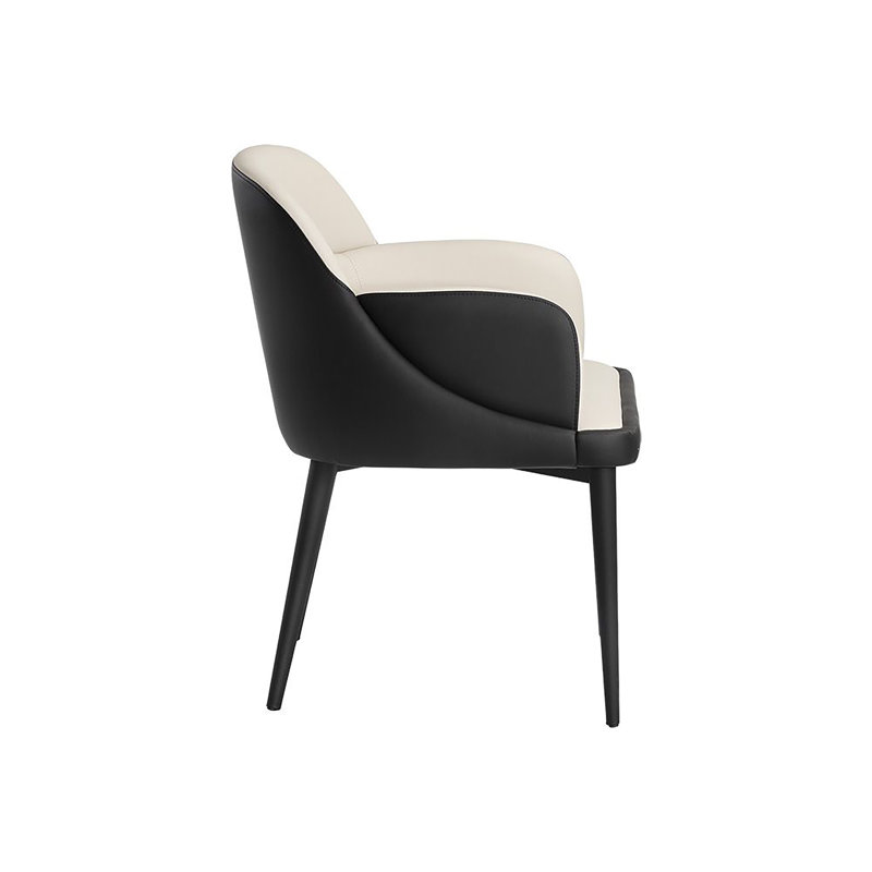 Hagan Tufted Armchair, Black Faux Leather