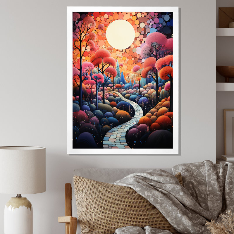 «Lulmir River Whimsical Thorugh Forest Landscape IV», reproduction, H 40 po x l 30 po x P 1,5 po, Cadre photo blanc
