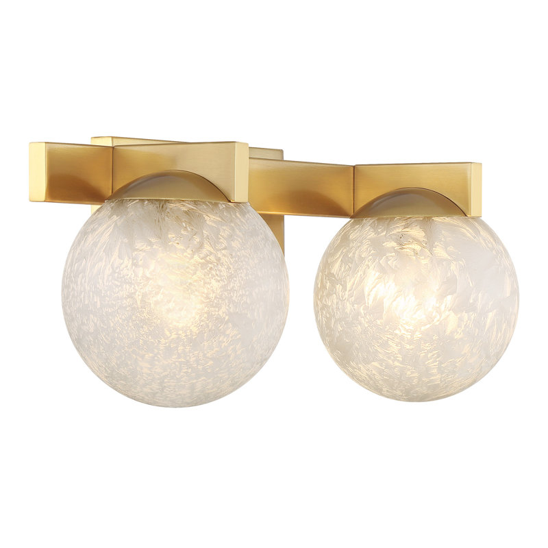 Luminaire pour meuble-lavabo Darien, Laiton, H 7,25 po x l 17 po x P 5,88 po, Deux lumières