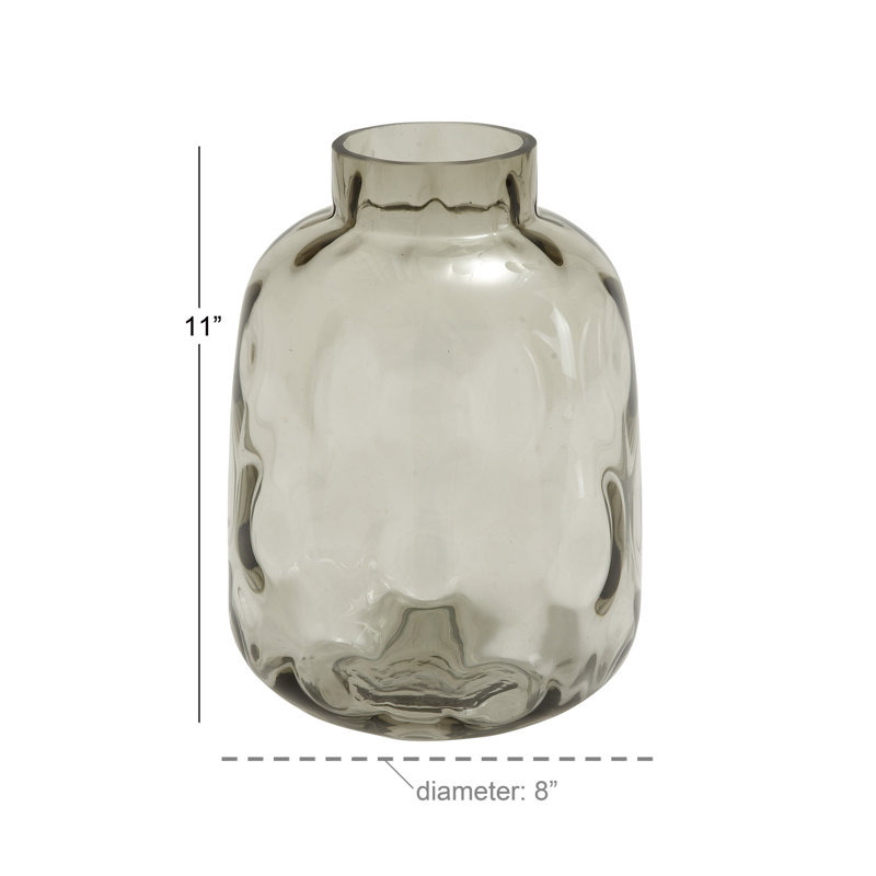 Skeen Glass Decorative Gray Vase with Bubble Texture