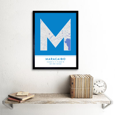 Maracaibo Venezuela City Map by Wee Blue Coo - Single Picture Frame Typography