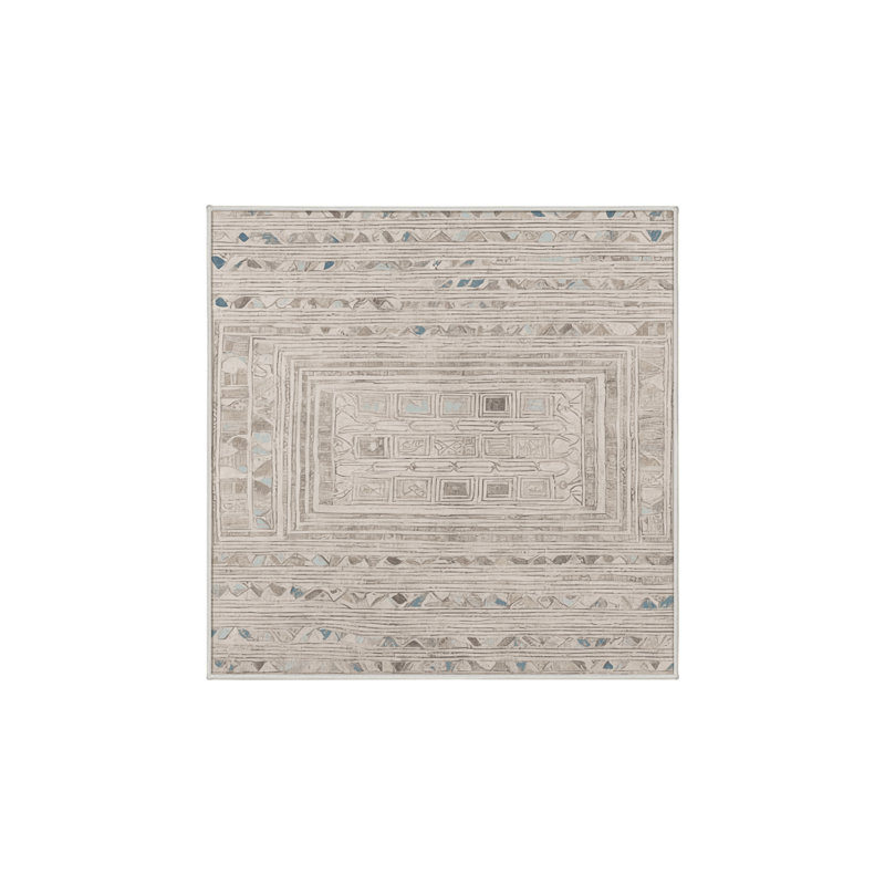 Tapis beige lavable à la machine, Carré 7 pi