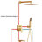 Brushed Gold Shower Faucet Set with Tub Spout 12 inch Rain Shower Head Combo Kit