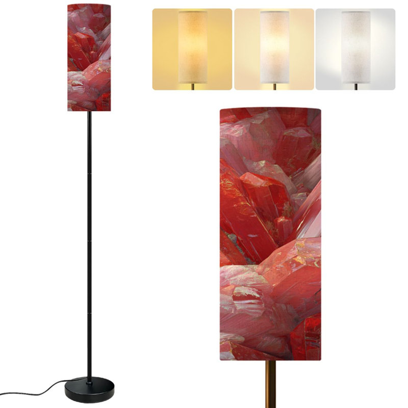  Lampe sur pied de 68,5 po en pierre de sel rose himalayen de bloc de cristal massif entier Lampe à poteau en métal à intensité variable avec abat-jour en lin Ampoule DEL incluse