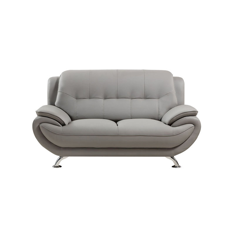Jamelia 69" Pillow Top Arm Loveseat, Gray Faux Leather