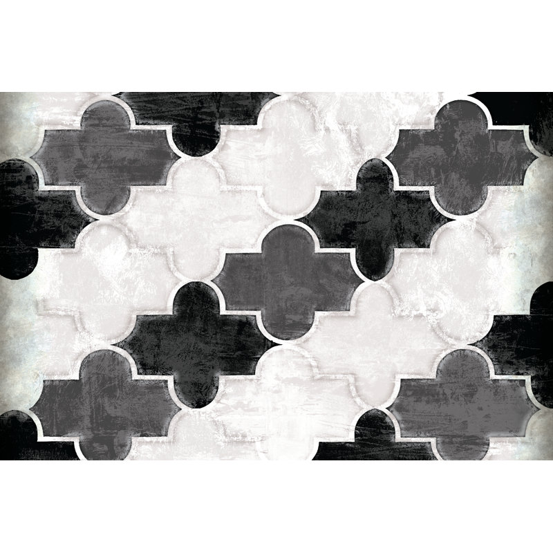 Black And White Quatrafoil - Wrapped Canvas Art Prints, 30cm H x 46cm W x 3.8cm D