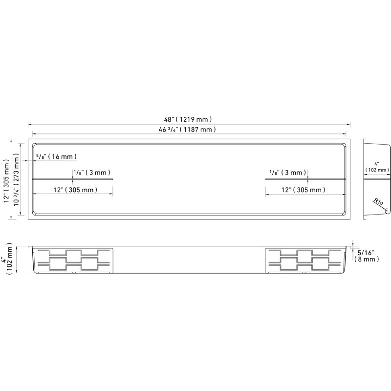48" W X 12" H Shower Niche, Black