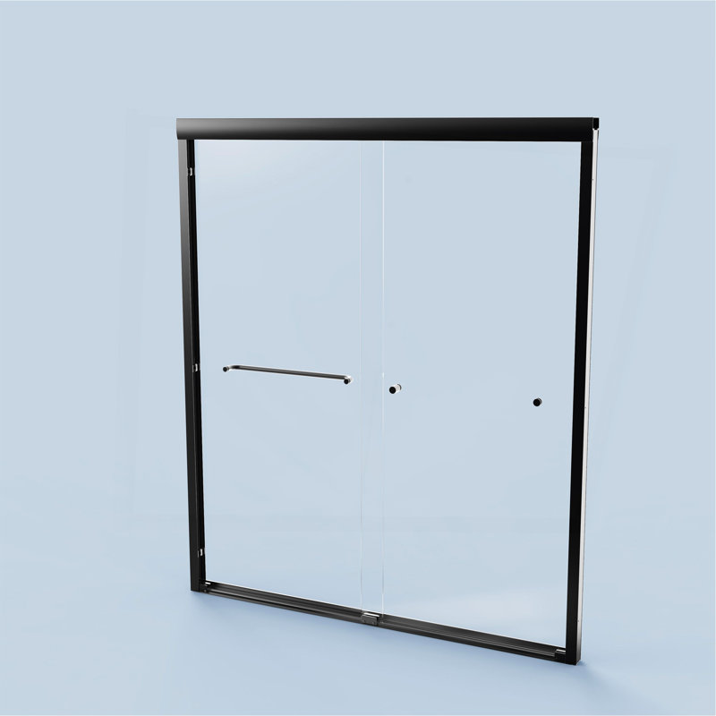 Porte de douche coulissante double semi-sans cadre l 56 "à H 72" H, Noir mat