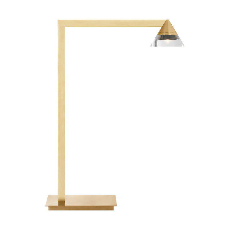 Midrand LED Desk Table Lamp, Hand-Rubbed Antique Brass, Clear