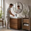 Ensemble de meuble-lavabo 30 po avec lavabo sous comptoir, 2 tiroirs à fermeture en douceur, meuble-lavabo en bois d'ingénierie à finition brune pour salle de bain, salle d'eau