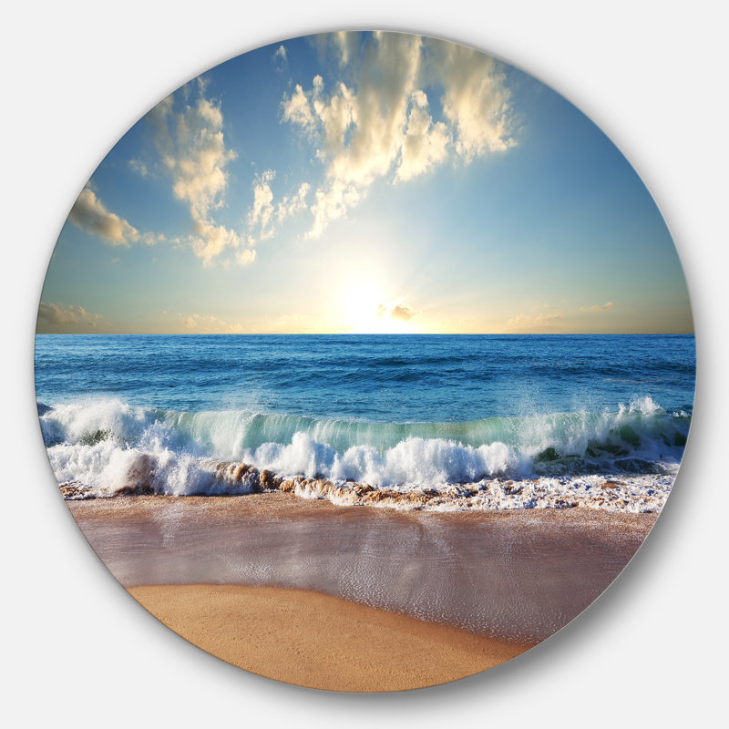 Sunrise Sea Sunset beach, art mural sur toile côtière, reproduction d'art sur la plage, Métal métal, H 23 po x l 23 po