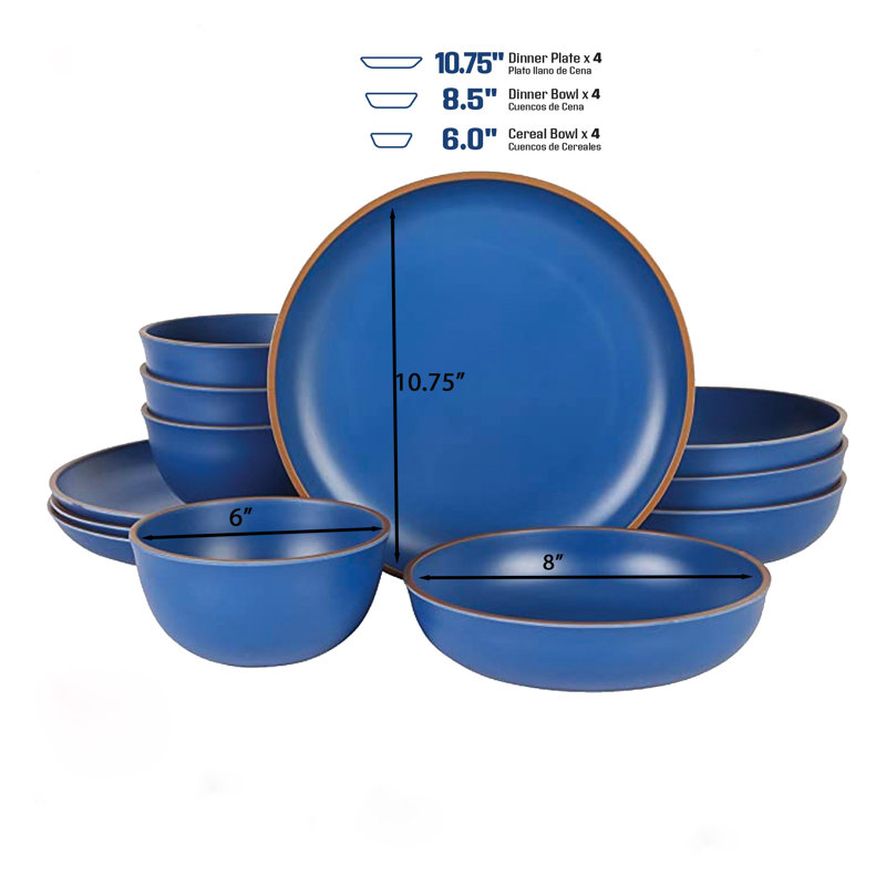 12 Pc Melamine Dinnerware Set