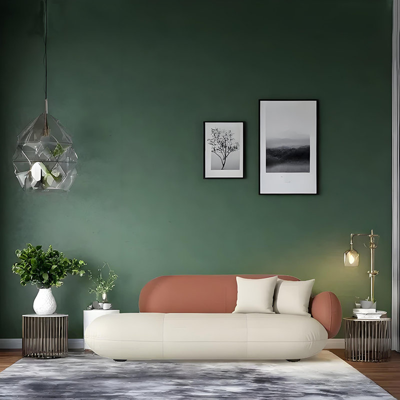 Méridienne moderne et créative, Orienté à droite, Blanc cassé / Brun