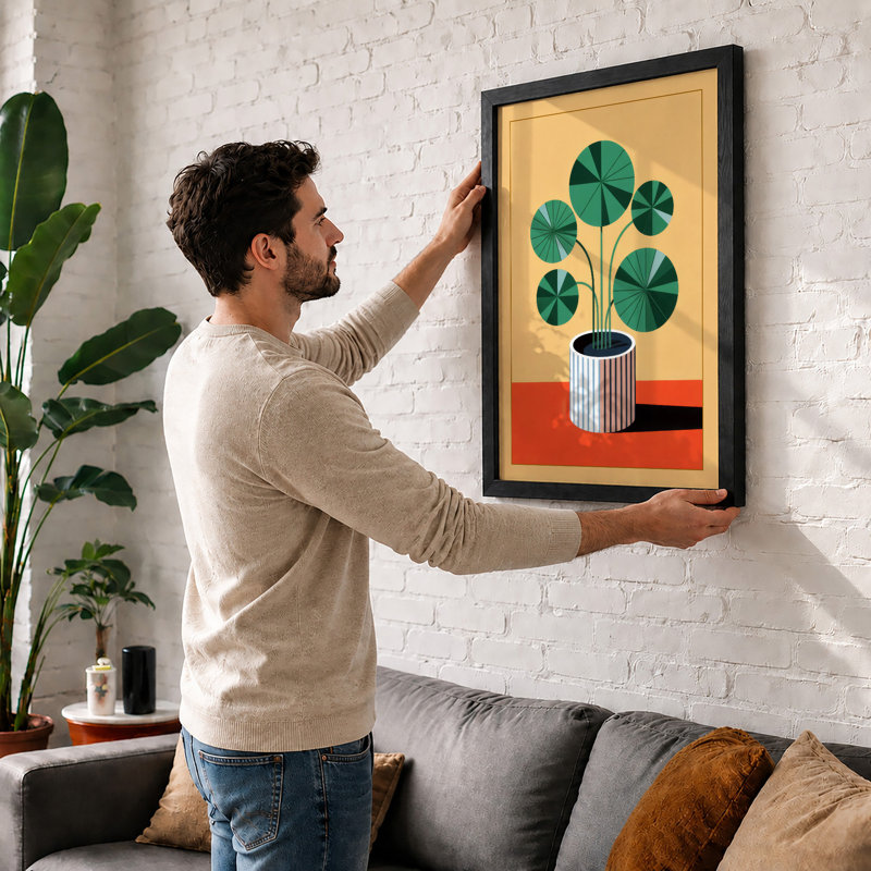 Potted Modernist Botanical - Framed Print, A1 - 84.1 x 59.4 cm, White
