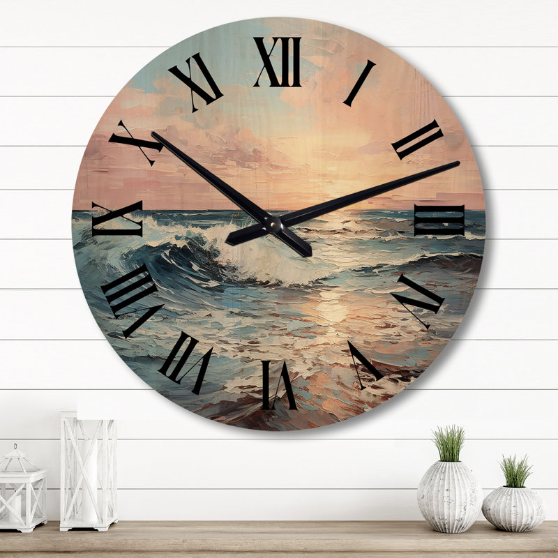 Horloge murale en bois massif Knudtson, Grand