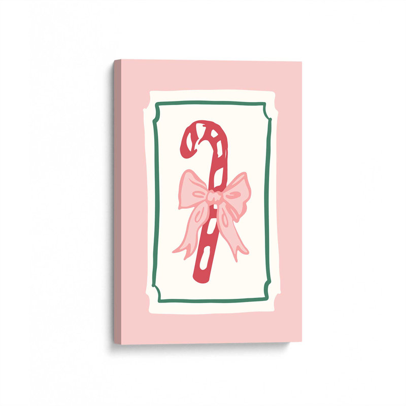 «Candy Cane Bow» par April Lane, reproduction d'art sur toile, H 16 po x l 12 po, Toile tendue, Ne s’applique pas
