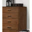 Noyer 1Pc Commode à tiroirs en bois massif avec 5 tiroirs ronds et pieds fuselés style moderne