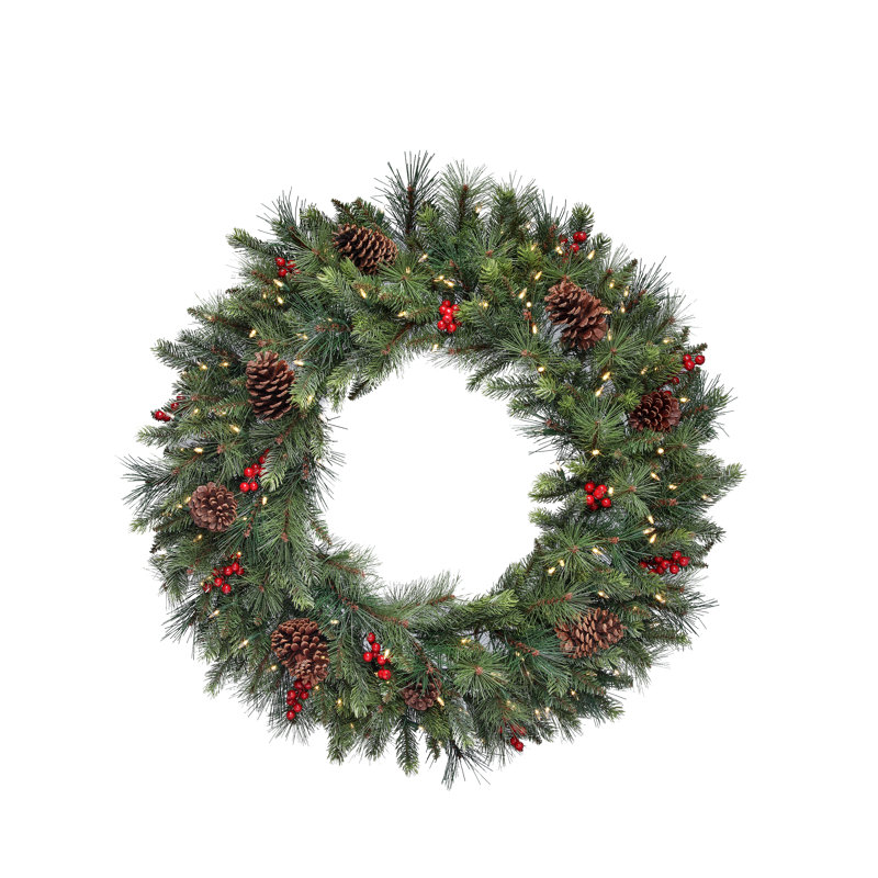 36" LED Forest Berry Fir Wreath