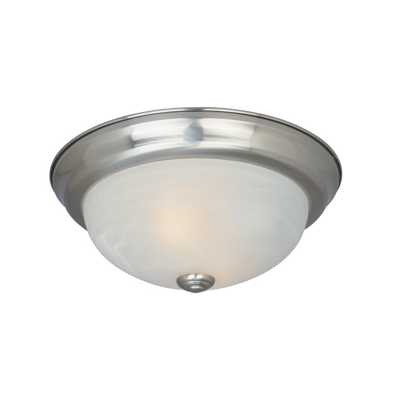 Kaylor Glass Flush Mount, Satin Platinum/5.25" H x 13.25" W/White Alabaster