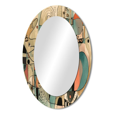 Golden Mid Century Boho Drawing - Modern Oval Wall Mirror