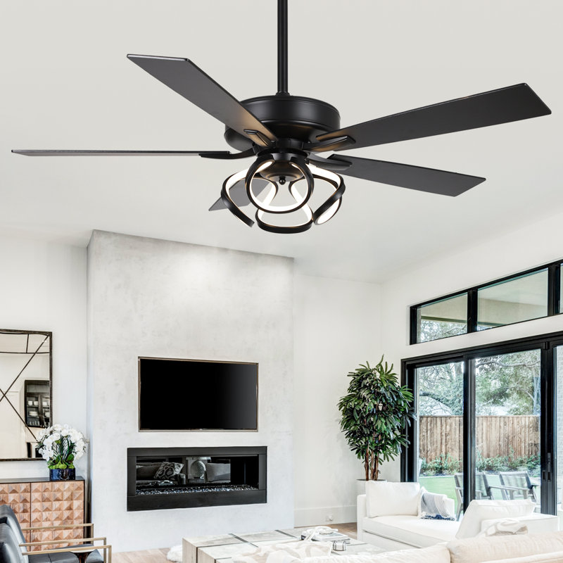 Chantalle 5-Blade Dimmable Integrated LED Ceiling Fan, Black