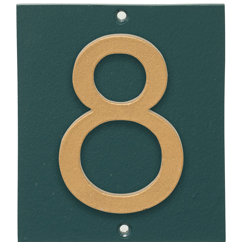 Plaque d’adresse murale sur 1 ligne flottante, Vert forêt, Or, Oui