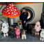 Statue de chien rose caniche grandeur nature