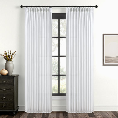 Pinch Pleated Curtains,Semi-Sheer Drapes Back Tab Pinch Pleat Curtain with Hooks+Rings