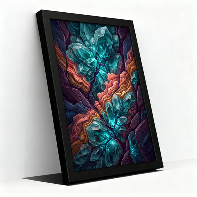 «Teal Crystal Formation in Multicolored Rock Layers», art mural sur toile