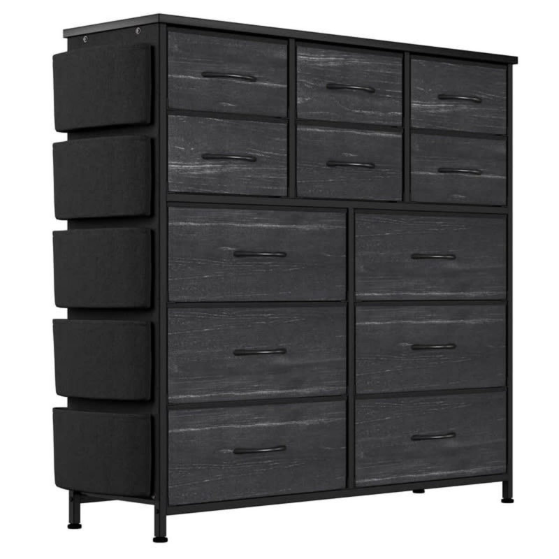 Modern Dresser for Bedroom with 12 Drawer Chests of Drawers for Hallway Entryway Storage Organizer Unit with Fabric Sturdy Metal Frame Wood Tabletop Easy Pull Handle