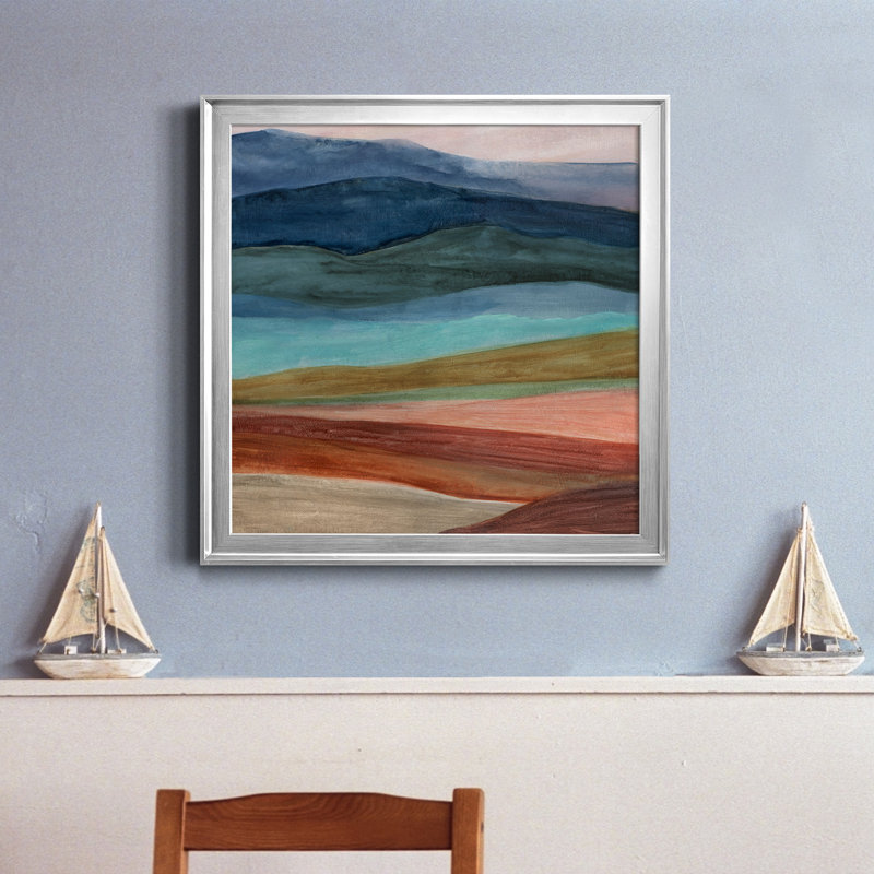 Desert Layers - Reproduction d'art sur toile encadrée, Encadrement argenté, H 17,5 po x l 17,5 po x P 1,5 po