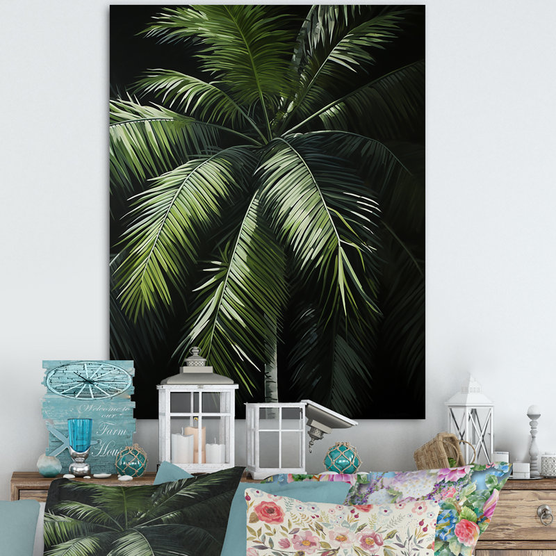 «Albali Green Minimalims Palm Trees» sur toile, H 20 po x l 12 po x P 1 po, Toile tendue
