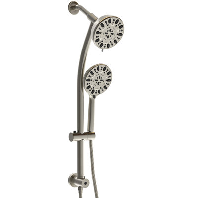 4.7" Rain Showerhead And 7 Handheld Shower In Brushed Nickel, Adjustable Slide Bar & Hose Package Nickel Dual Head System: Showerhead, Hand Shower, Arm